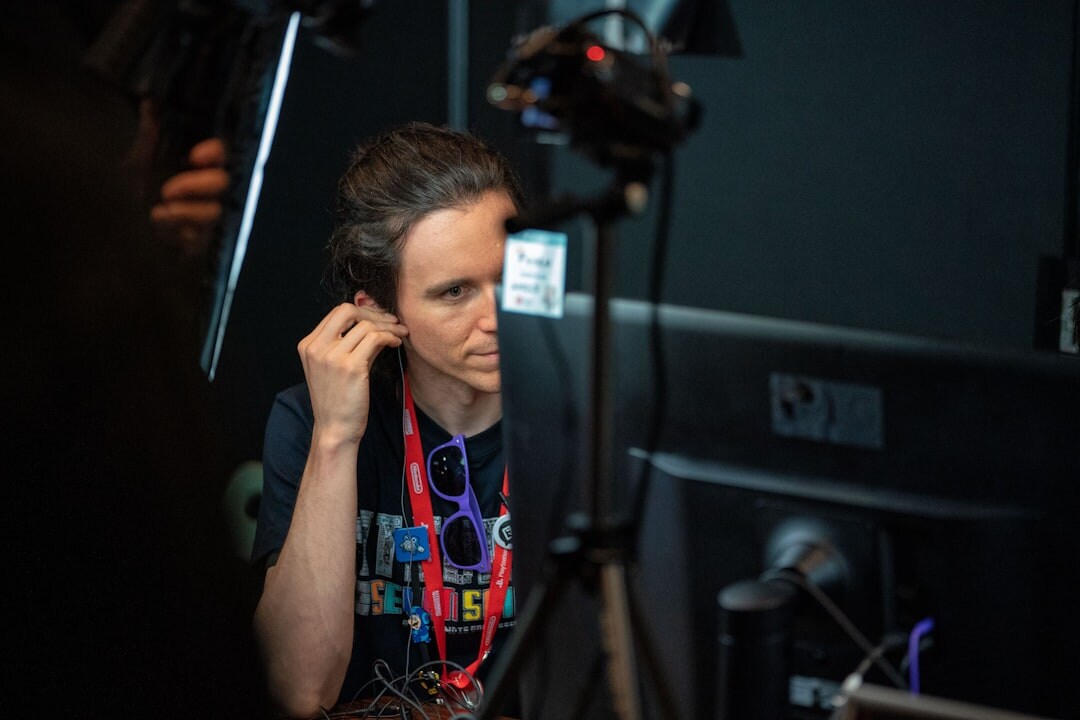 Female journalist reporting in front of camera