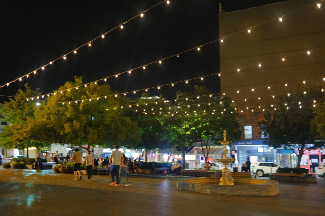 local town square with people